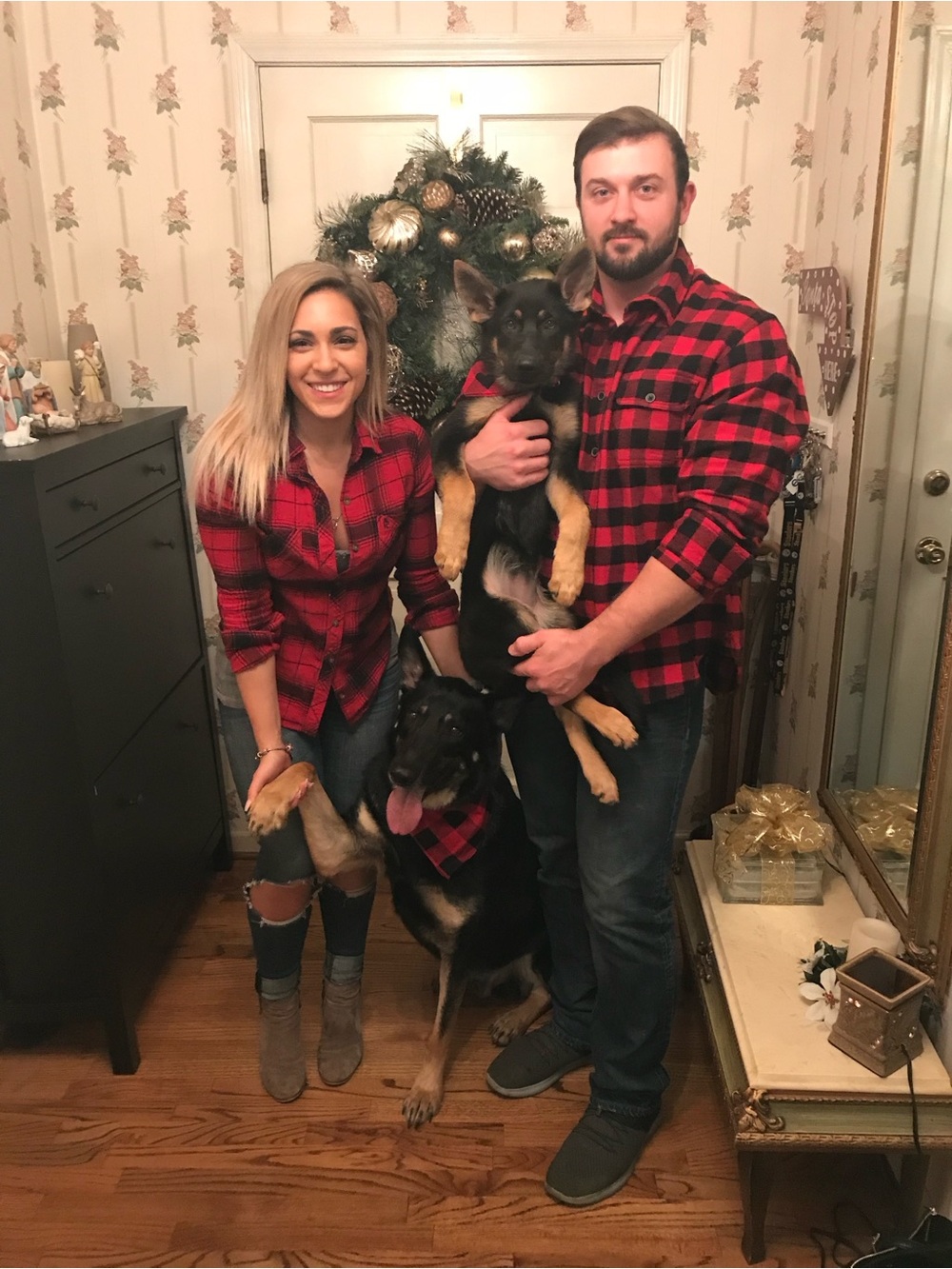A&F Red and Black Plaid Button-Down Shirt